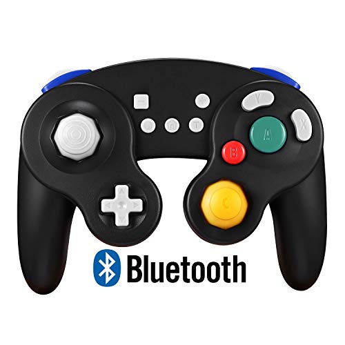 Exlene Wireless Controller Gamepad para Nintendo Switch, Recargable, Compatible con PC / PS3, GameCube Estilo, Motion Controls, Rumble, Turbo (Negro)