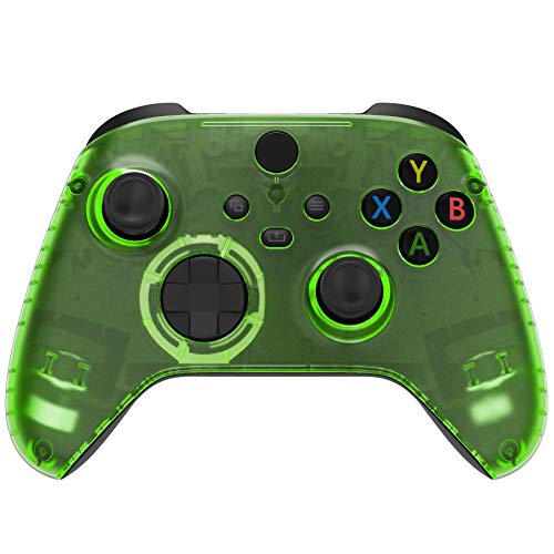 eXtremeRate Carcasa para Mando Xbox Series X S Accesorios Protector Placa Frontal Funda Delantera Reemplazo Kit Cubierta Shell para Control de Xbox Series S X-No Incluye Mando(Transparente Verde)