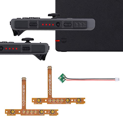 eXtremeRate Firefly LED Tuning Kit Cable Flexible para Nintendo Switch Joycons Dock Flex Cable NS Joycon SL SR Botones Cable Plano LED Luz Indicadora de Encendido(Joycons Dock NO Incluido)-Rojo