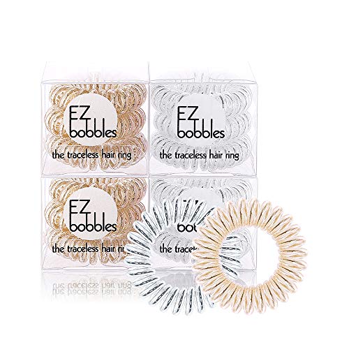 EZbobble - 12 gomas elásticas para el pelo en espiral sin arrugas, para mujeres y niñas, de plástico, serie multicolor en espiral (Color combination-3)