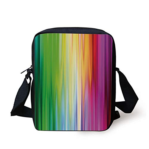 FAFANIQ Rainbow,Abstract Colors Looking like Flowing into one Another Rainbow Color Schemed Artwork Decorative,Multicolor Print Kids Crossbody Messenger Bag Purse
