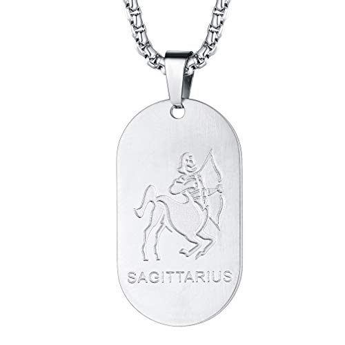 FaithHeart Sagitario Colgante Oval Noviembre Diciembre Acero Inoxidable Plateado Cumpleaños Doce Constelaciones Collar para Hombre y Mujer FaithHeart Sagitario Colgante Oval Noviembre Diciembre Acero Inoxidable Plateado Cumpleaños Doce Constelaciones Collar para Hombre y Mujer