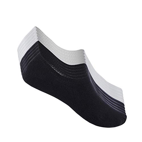 FALARY Calcetines Mujer Hombre 10 Pares Cortos Calcetines Invisibles tobillero Algodon Silicona Antideslizante Verano-negroblanco-3538