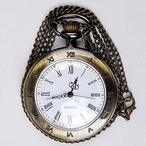 FEELHH Reloj De Bolsillo De Cadena Vintage,Palace Un Proyectil De Superficie Blanca Retro Numerales Romanos De Cuarzo con Cadena