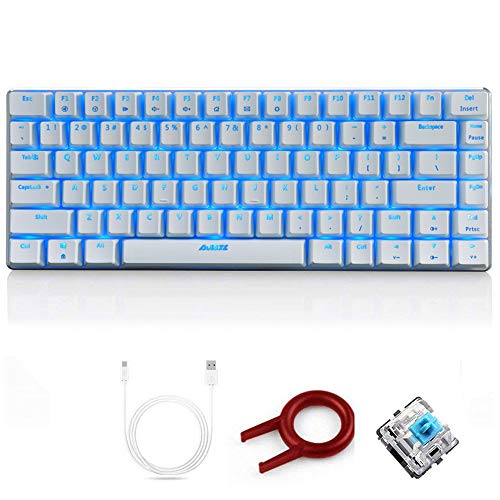 FELiCON Ajazz AK33 Teclado para Juegos con Cable mecánico, LED Azul retroiluminado 82 Teclas E-Sport Gamer Teclado para mecanógrafos de Oficina Que juegan Juegos (Interruptor Negro, Blanco) FELiCON Ajazz AK33 Teclado para Juegos con Cable mecánico, LED Azul retroiluminado 82 Teclas E-Sport Gamer Teclado para mecanógrafos de Oficina Que juegan Juegos (Interruptor Negro, Blanco)