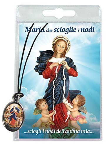 Ferrari & Arrighetti Medalla Virgen Desatanudos con cordón y oración en Italiano