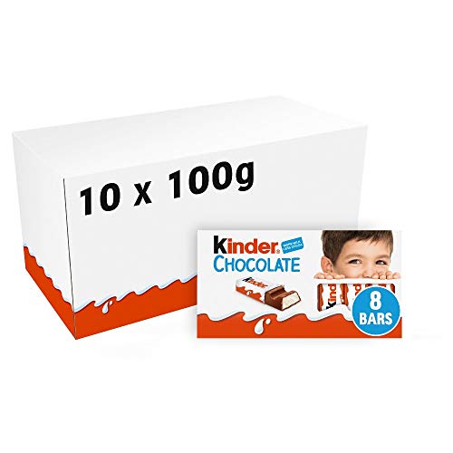 Ferrero kinder barrette di cioccolato al latte 10 confezioni 1kg da 8 barrette ciascuna 100 grammi (1000042179)