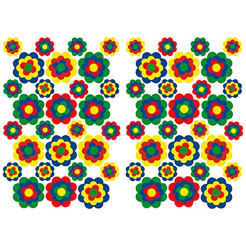 Finest Folia 56 pegatinas hippie flores autoadhesivas Flower Power decoración para coche, bicicleta, autobús, paredes, muebles, estilo retro años 70 (colorido, brillo (R063)) Finest Folia 56 pegatinas hippie flores autoadhesivas Flower Power decoración para coche, bicicleta, autobús, paredes, muebles, estilo retro años 70 (colorido, brillo (R063))