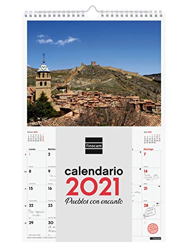 Finocam - Calendario de pared 2021 Escribir Imágenes Espiral 25x40 Pueblos con encanto Español