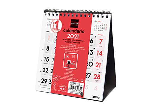 Finocam - Calendario Neutro de sobremesa 2021 Números grandes Español