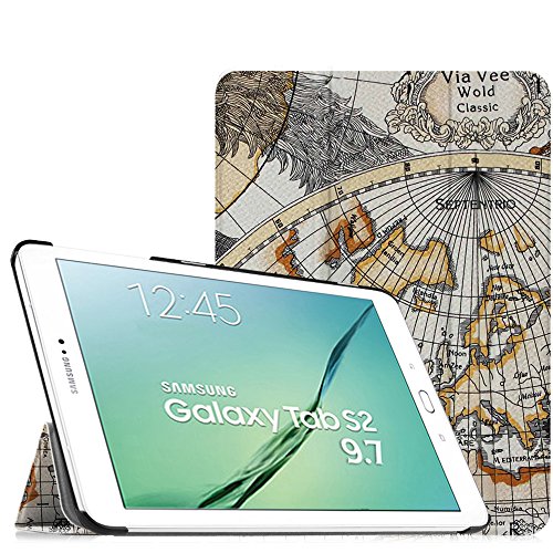 Fintie SlimShell Funda para Samsung Galaxy Tab S2 9.7" - Súper Delgada y Ligera Carcasa con Función de Auto-Reposo/Activación para Modelo SM-T810N / T815N / T813N / T819N, Mapa Blanco