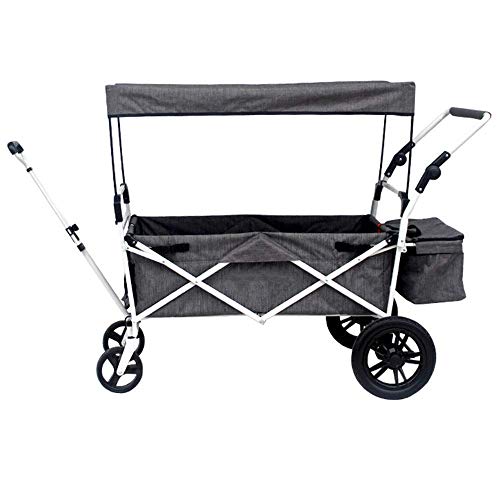 First choice Carro del jardín de la carretilla plegable al aire libre con el techo 4 ruedas Wagon Carro de la mano de la mano for y viajar Transporte fácil (Color: como se muestra, Tamaño: 120x47cm) p