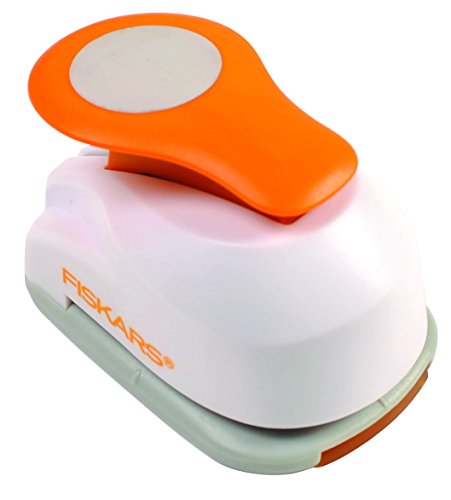 Fiskars Perforadora de figuras, Círculo, Ø 2,5 cm, Para diestros y zurdos, Acero de calidad/Plástico, Blanco/Naranja, Lever Punch, M, 1004748