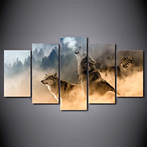 FJLOVE Fxwj Impresión Cuadro En Lienzo Ojos De Lobo Vigilantes En Libertad Composición De 5 Piezas Cuadros Moderno HD Póster para Pared Decoración,Frameless+A,150X80cm(Large) FJLOVE Fxwj Impresión Cuadro En Lienzo Ojos De Lobo Vigilantes En Libertad Composición De 5 Piezas Cuadros Moderno HD Póster para Pared Decoración,Frameless+A,150X80cm(Large)