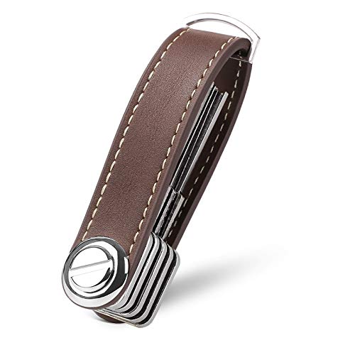 flintronic Organizador de Llaves | Llavero de Cuero Genuino | Titular de la Llave de Bolsillo Inteligente con un Elegante Estuche para Regalo (Sostiene Entre 7 y 9 Teclas Múltiples) - Marrón flintronic Organizador de Llaves | Llavero de Cuero Genuino | Titular de la Llave de Bolsillo Inteligente con un Elegante Estuche para Regalo (Sostiene Entre 7 y 9 Teclas Múltiples) - Marrón