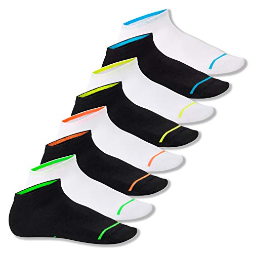 Footstar 8 pares de calcetines tobilleros fosforescentes unisex - Negro/Blanco + Neón 43-46 Footstar 8 pares de calcetines tobilleros fosforescentes unisex - Negro/Blanco + Neón 43-46