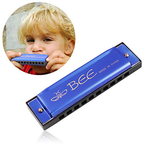Foraco Armónica, clave de 10 orificios de C Blues Armónica, 20 tonos/escalas, con estuche especial, el mejor regalo para principiantes e intérpretes (plateado/azul) (Azul) Foraco Armónica, clave de 10 orificios de C Blues Armónica, 20 tonos/escalas, con estuche especial, el mejor regalo para principiantes e intérpretes (plateado/azul) (Azul)