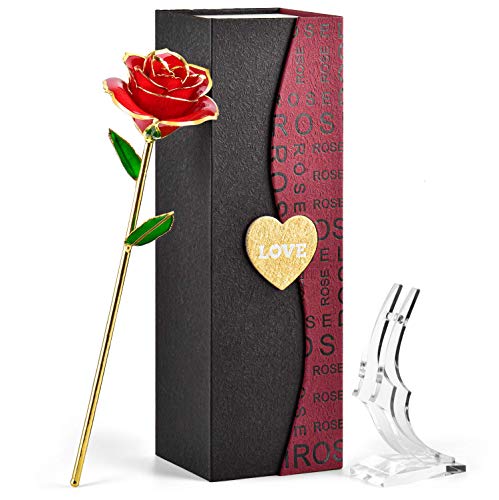 FORGIFTING Rosa Eterna Roja, Regalos Originales para Muje, Mama Aniversario Regalo, Ideas Cumpleaños Regalo Novia, Regalos Navidad San Valentin Sant Jordi, Día de la Madre Regalo - Flor de Oro 24K FORGIFTING Rosa Eterna Roja, Regalos Originales para Muje, Mama Aniversario Regalo, Ideas Cumpleaños Regalo Novia, Regalos Navidad San Valentin Sant Jordi, Día de la Madre Regalo - Flor de Oro 24K