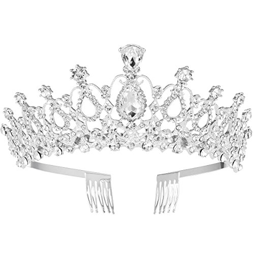 Frcolor FRCOLOR Tiara nupcial Crystal Rhinestones Tiara Crown con peine para boda nupcial