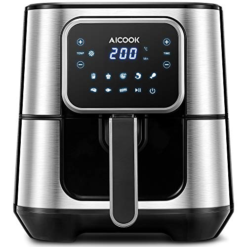 Freidora sin Aceite 5.5L 1700W, Freidora de Aire con 8 Programas, Gran LED Pantalla Superior, Función precalentamiento, Temperatura y Tiempo Ajustable, Recetas Incluidos, Regalo Ideal