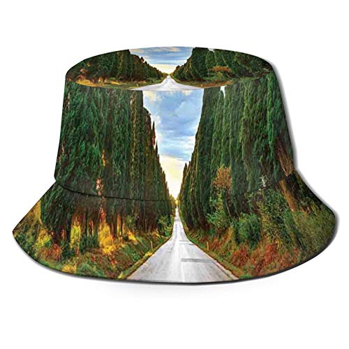 Fuliya Sun Hat Bucket Type Men's and Women's Folding Fisherman's Hat,Boulevard with Trees Old European Village Country Life Destination Artistic Photo,Beach Hat Sun Protection Fuliya Sun Hat Bucket Type Men's and Women's Folding Fisherman's Hat,Boulevard with Trees Old European Village Country Life Destination Artistic Photo,Beach Hat Sun Protection