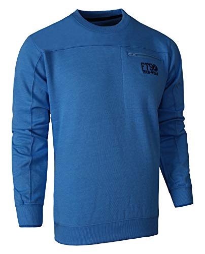 FULL TIME SPORTS® Tech Pack de 2 Sudaderas de Forro Polar para Hombre con Tops Casuales de Manga Larga con Cuello Redondo 2 Pack (Azul Claro, Large)