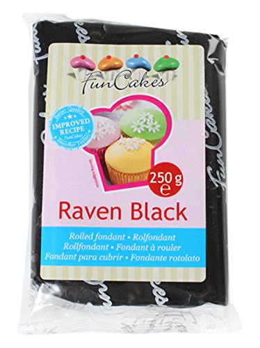 FunCakes Fondant para Cubrir Tartas, Cupcakes, Galletas o Modelar color Negro: Sabor Vainilla, Flexible, Sin Gluten, Halal, Kosher D, Apto Véganos, 250g