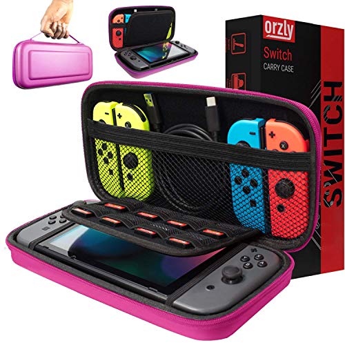 Funda de Orzly para Transportar la Nintendo Switch – Rosa Funda Dura de Viaje para Llevar la Nintendo Switch y Sus Accesorios