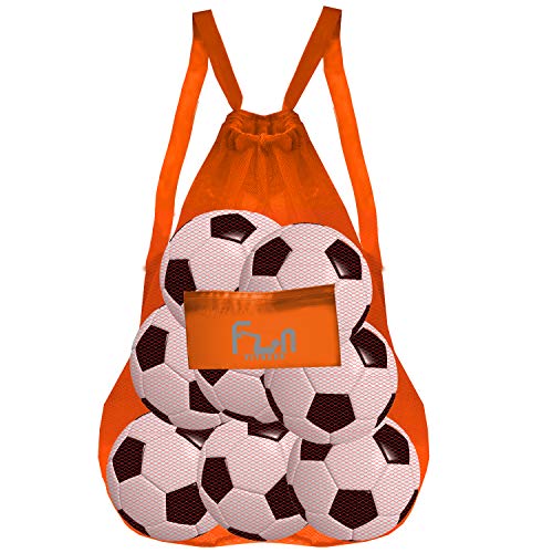 FunFitness Bolsa DE Malla (Naranja, XXL) - Bolsa para la Playa, Piscina Juegos el fútbol