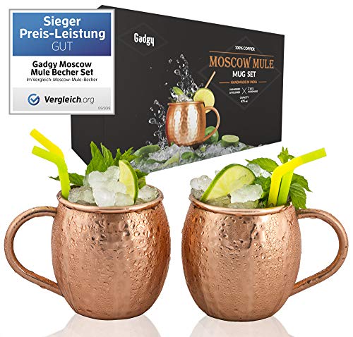 Gadgy ® Moscow Mule Taza Set 2 pzs. | Mula de Moscú Original 100% Cobre Puro Martillado Solido Jarra Hecho a Mano Oreja Soldada | 475 ml. | Cocktail Coctel Regalo Gadgy ® Moscow Mule Taza Set 2 pzs. | Mula de Moscú Original 100% Cobre Puro Martillado Solido Jarra Hecho a Mano Oreja Soldada | 475 ml. | Cocktail Coctel Regalo