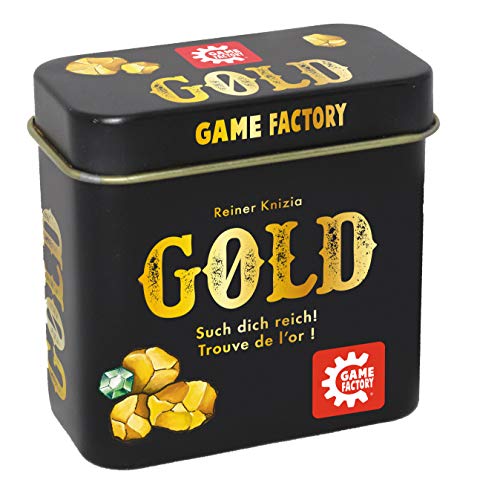 Game Factory 646252 Gold - Mini Juego de Cartas en práctica Caja de Metal, Ideal como Juego de Viaje o Regalo, para 2 a 5 Jugadores