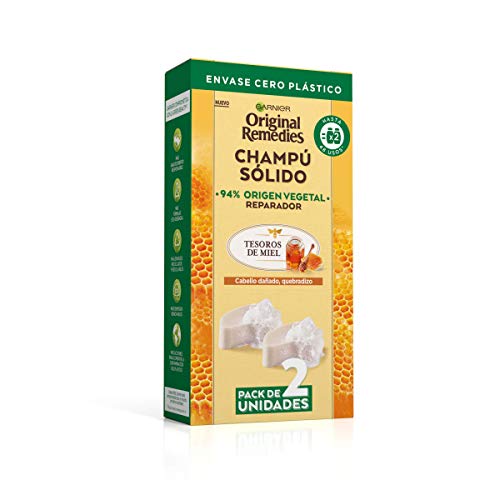 Garnier Original Remedies Pack 2 Champús Sólidos - Tesoros de Miel para cabello dañado, quebradizo