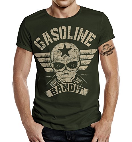 Gasoline Bandit Biker Camiseta Original Diseno Big-Size Print: Bandit Wing auf Oliv XXL Gasoline Bandit Biker Camiseta Original Diseno Big-Size Print: Bandit Wing auf Oliv XXL