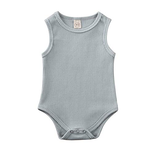 Geagodelia - Body para recién nacido, sin mangas, para niña, de 0 a 6 meses, unisex, mono, manga larga, ropa de verano azul 18-24 meses