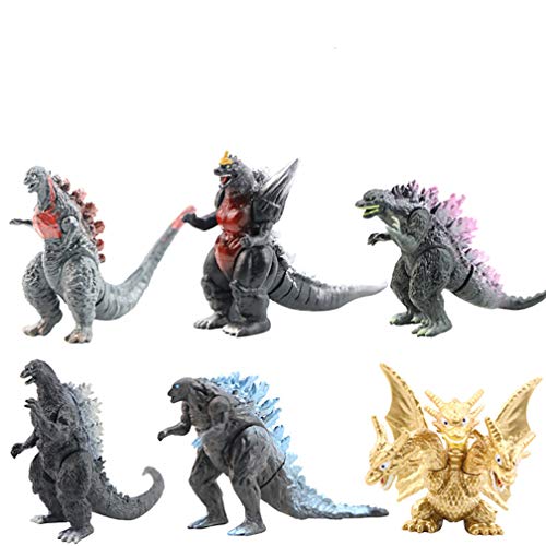 Generies 6 Piezas Figura juguetete Godzilla pequeño Dinosaurio Monstruo Modelo Adornos Huevo torciendo juguetete