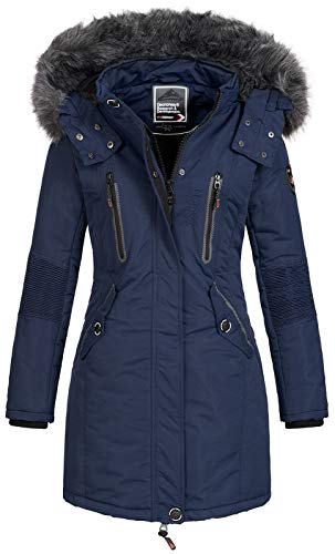 Geographical Norway - Chaqueta Coracle/Coraly de invierno para mujer con capucha de pelo, XL Navy II. XL