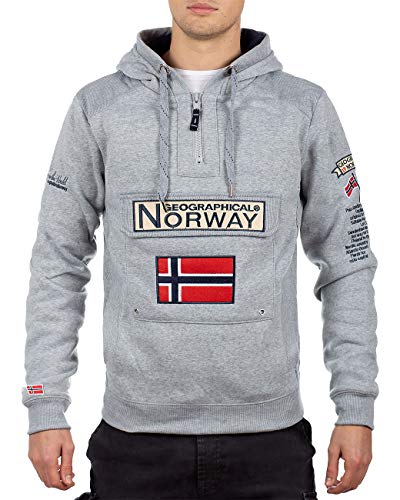 Geographical Norway Sudadera con capucha para hombre Color gris. M Geographical Norway Sudadera con capucha para hombre Color gris. M