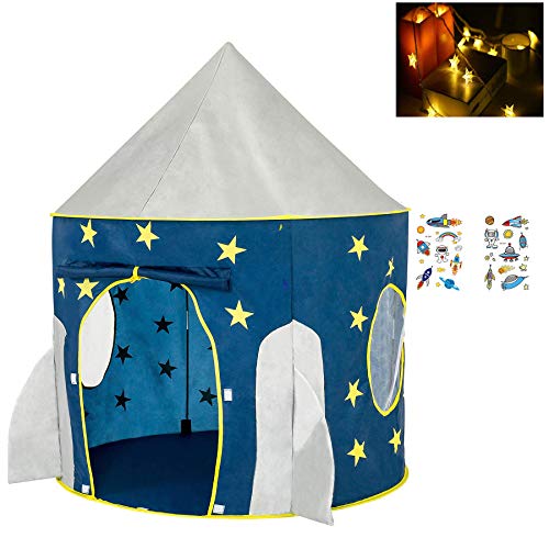 Georgie Porgy Casa de Juego Plegable para Niños Portátil Tienda Castillo Jardín de Juguete al Aire Libre de Interior Cohete (Fluorescencia) Gratis para luz LED + Niños Tatuaje Pegatina *2