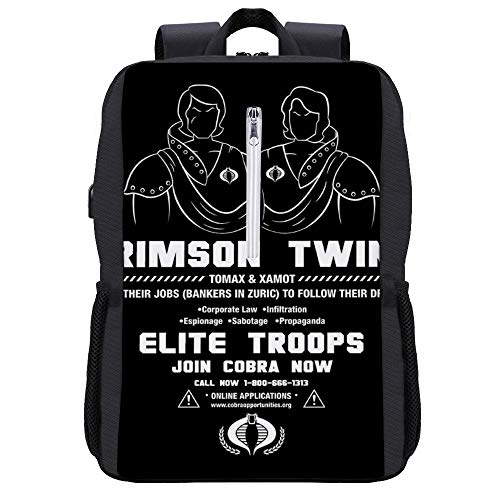 GI Joe Crimson Twins Join Cobra Now - Mochila para portátil con puerto de carga USB GI Joe Crimson Twins Join Cobra Now - Mochila para portátil con puerto de carga USB