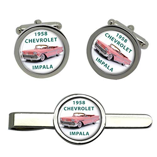 Giftshop UK Chevy, 1958 Chevrolet Impala Coche Gemelos y Corbata Clip Set