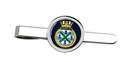 Giftshop UK HMS Plymouth, Real Azul Marino Corbata Broche