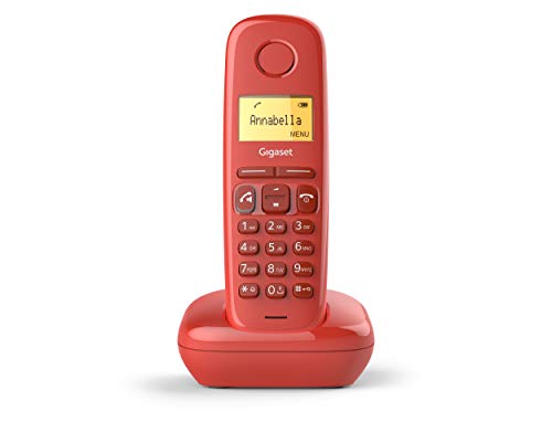 Gigaset A270 - Teléfono inalámbrico manos libres, gran pantalla iluminada, agenda 80 contactos, color rojo