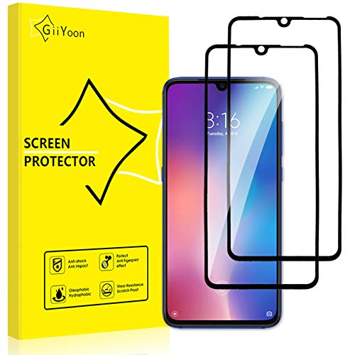 GiiYoon-2 Piezas Protector de Pantalla para Xiaomi Mi 9 Cristal Templado,[Sin Burbujas] [Cobertura Completa] [9H Dureza] Vidrio Templado HD Protector Pantalla para Xiaomi Mi 9
