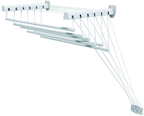 Gimi Lift 160 Tendedero de pared y techo de acero, 9,5 m de longitud de tendido, blanco, metal, exterior