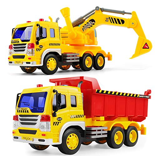 GizmoVine CamióN De FriccióN con Tractor De Excavadora,2 Piezas Juguete De ConstruccióN Push and Go para NiñOs Y NiñAs con Luces Y Sonidos GizmoVine CamióN De FriccióN con Tractor De Excavadora,2 Piezas Juguete De ConstruccióN Push and Go para NiñOs Y NiñAs con Luces Y Sonidos