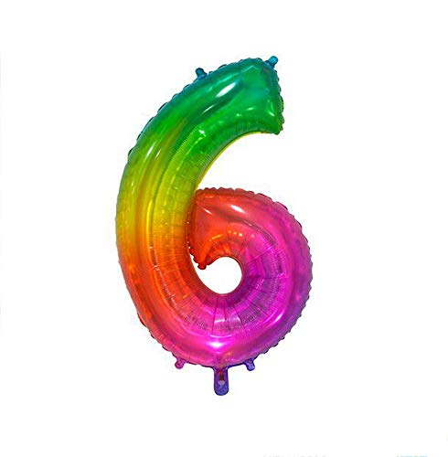 Globo Número Gigante en Metalizado Ideal para Fiesta de cumpleaños y Aniversarios - 86 cm - Hinchable (colores, Número 6)