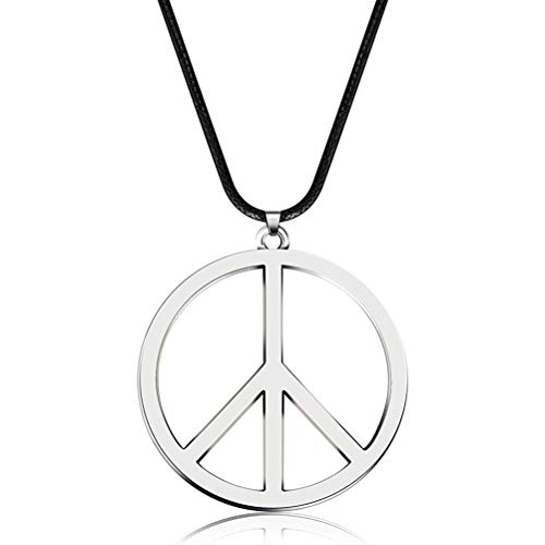 Goefly Collar contra el Signo de la Paz de la Guerra, Colgante de Collar de Acero Inoxidable para Accesorios de Fiesta Hippie de los años 70 y 60, 1 Pieza Goefly Collar contra el Signo de la Paz de la Guerra, Colgante de Collar de Acero Inoxidable para Accesorios de Fiesta Hippie de los años 70 y 60, 1 Pieza