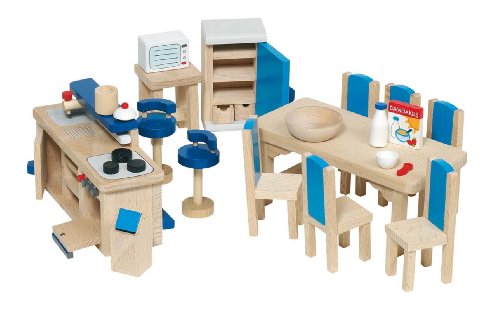 Goki 51907 - Cocina para casita de muñecas de 30 Piezas