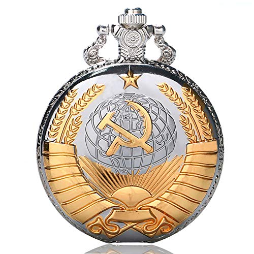 Golden Soviético - Reloj de bolsillo, regalo de estilo ruso, relojes de plata, bolsillo Watcher para hombre