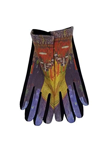 Goods4good Guantes para mujeres y señoras, de otoño e invierno, con pantalla táctil y diseño de pinturas de los famosos pintores: Van Gogh y Klimt. Talla única. (Violeta)